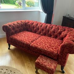 Chesterfield couch and footstool