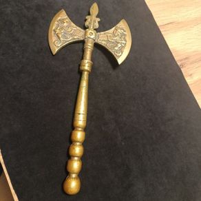 Vintage Solid Brass Heavy Decorative Medieval Viking Style Double Headed Axe