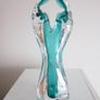 Murano Turquoise and Clear Glass Vase "The Lovers" Image 2