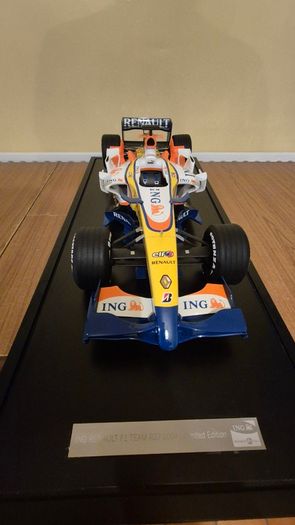 A 1:6 scale (32 inches long Formula 1 car) limited edition model of the 2007 Season ING Renault R27 F1 Team car