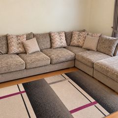 Large Grey L-Shaped Corner Sofa