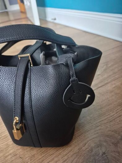 Small real leather picotin style bag