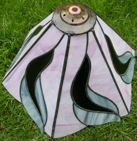 Vintage Tiffany style Stained Glass Light Shade 15" x 11"