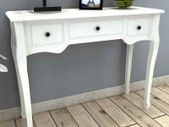 _Dressing Console Table with 3 Drawers White Hall Makeup Vanity Desk