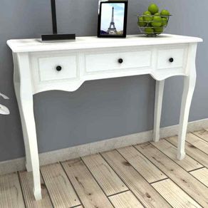 _Dressing Console Table with 3 Drawers White Hall Makeup Vanity Desk