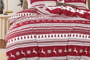 Christmas Duvet Cover Double - Reversible Snowflake Quilt Cover Set with 2 Pillowcases, Nordic Red Bedding Set with Zipper Closure MULTIPLE COLOURS AVAILABLE (FREE POSTAGE)