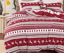 Christmas Duvet Cover Double - Reversible Snowflake Quilt Cover Set with 2 Pillowcases, Nordic Red Bedding Set with Zipper Closure MULTIPLE COLOURS AVAILABLE (FREE POSTAGE)