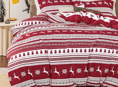 Christmas Duvet Cover Double - Reversible Snowflake Quilt Cover Set with 2 Pillowcases, Nordic Red Bedding Set with Zipper Closure MULTIPLE COLOURS AVAILABLE (FREE POSTAGE)