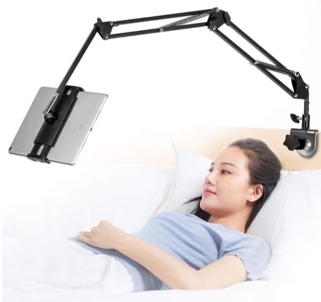 Adjustable,Foldable Tablet Stand for Bed, Aluminum Universal Flexible Tablet Holder with 360 Degree Rotation for iPad iPhoneX iPad Pro N-Switch,or Other 4.5 12.9 Inches Devices Black