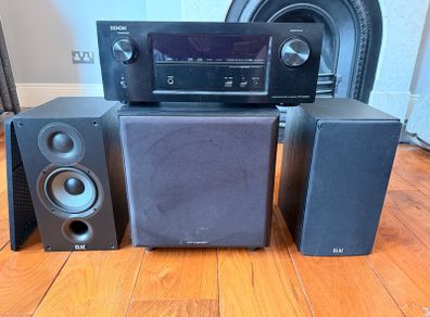 Denon 2.1 Home Theater System (Denon AVR-X2200W + ELAC Debut 5.2 + Wharfedale SW150)