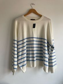 Ladies blue stripe crewneck plus size New