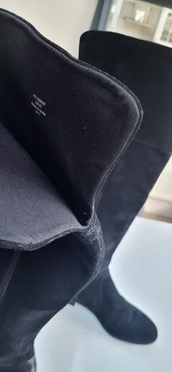 OFFICE black suede Over the Knee (OTK) high boots Sz 7 (Fit 7-8UK) - Rrp 150 (New)