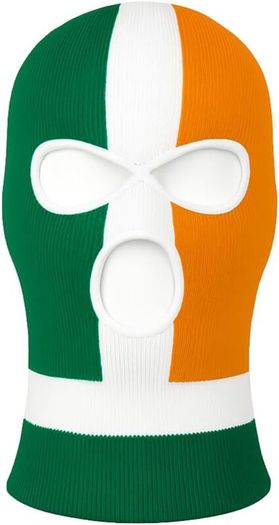 Irish Balaclava Ireland Flag for Men Women, Breathable Tri Colour Balaclava Irish Face Mask Ski Mask, Stretch Fit for Winter, Festivals & Urban Style, Green White Orange