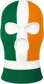 Irish Balaclava Ireland Flag, Tri-Colour Striped Face Mask, Breathable, Stretch Fit for Winter, Festivals & Urban Style, Green White Orange, Band Merch