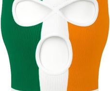 Irish Balaclava Ireland Flag, Tri-Colour Striped Face Mask, Breathable, Stretch Fit for Winter, Festivals & Urban Style, Green White Orange, Band Merch