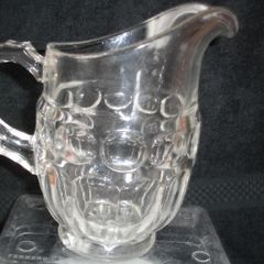 Vintage Large Clear Glass Pitcher Scallop Handle