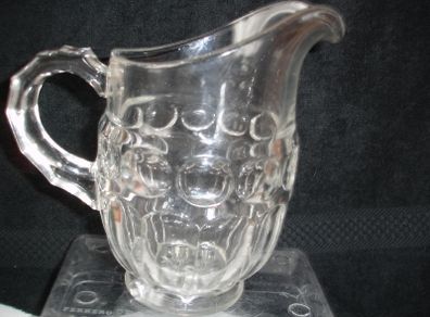 Vintage Large Clear Glass Pitcher Scallop Handle