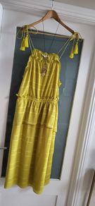 WHISTLES Lime frill tassle strap midi dress Sz M (Fit 12-14UK) - Rrp 195 (New)