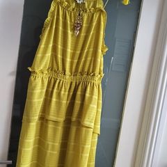 WHISTLES Lime frill tassle strap midi dress Sz M (Fit 12-14UK) - Rrp 195 (New)