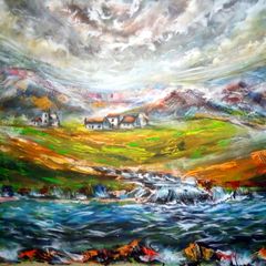 Acrylic Landscape about Louisburgh Carrowniskey