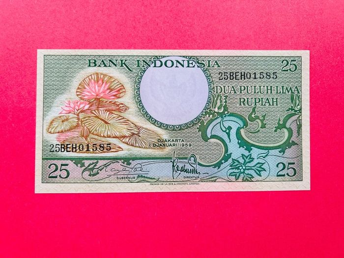 Indonesia  25 Rupiah   1959 . Pick  67a ( Uncirculated )
