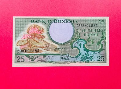 Indonesia  25 Rupiah   1959 . Pick  67a ( Uncirculated )