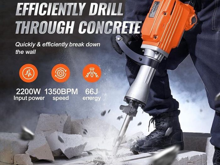 Electric Demolition Jack Hammer 2200W Heavy Duty Concrete Breaker 4 Chisels
