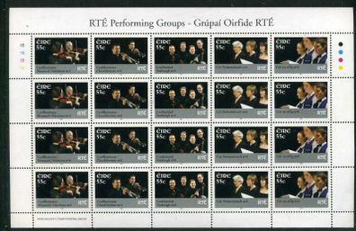 2007 Ireland RTE Performing Groups Commemorative Stamps Sheetlet Plate 1B1B1B1B Mint Never Hinged (MNH)