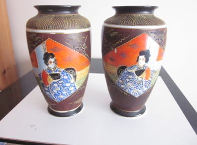 Vintage Pair of Japanese Satsuma Vases