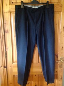 W38 L30 Grey Striped Expanding Waist Trousers