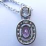 Vintage Sterling Silver 925 Cubic Zirconia And Pink Stone Cluster Necklet length 16,5" / 4,85g Image 8