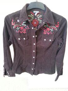 Oasis dark brown cord shirt size 10