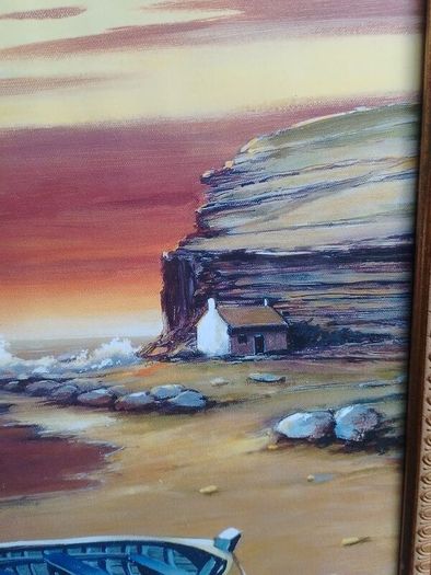 Can post! Vintage Framed Coastal Sunset Print ("A. Peters")