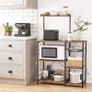 Standing Kitchen Shelf with Metal Basket and 6 S-Hooks and Shelves Image 4