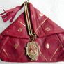 Vintage 50's Italian  Red Leather Triangle Coin Purse Image 2