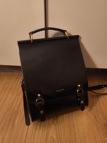 Cnoles Black Genuine Leather Backpack, Elegant Work Bag
