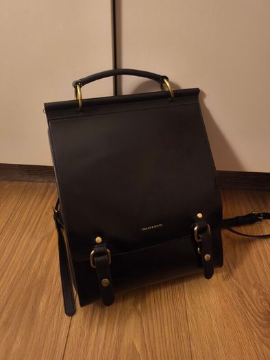 Cnoles Black Genuine Leather Backpack, Elegant Work Bag