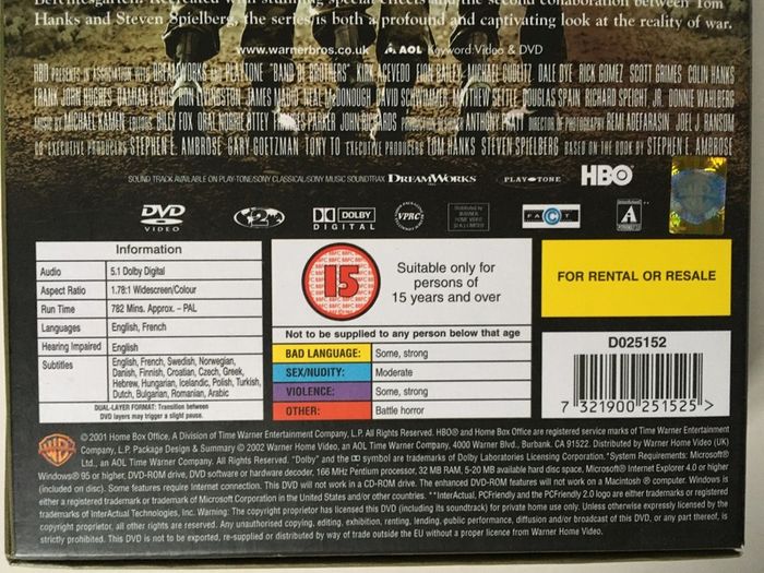 Band Of Brothers (Complete Series) Damian Lewis [2001] Damian Lewis [DVD TV Boxsets]