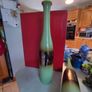 Very Decorative Set Of 2 Glazed Olive Green 40 Cm. Tall Vases With Browne Center. Image 3