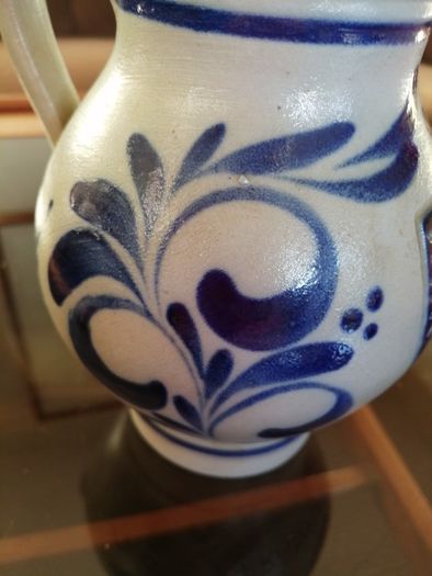 Set of Two Vintage German Salt Glazed stoneware Jugs and a French Fondue or Nibbles Plate.