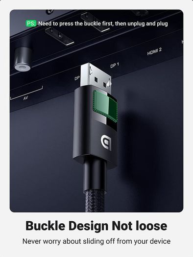 Ugreen Premium 3M DisplayPort 1.4 UHD/3D 8K (7680x4320@60Hz) 32.4Gbps (Cotton Braided/Gold Plated) Cable (Brand New/Warranty)