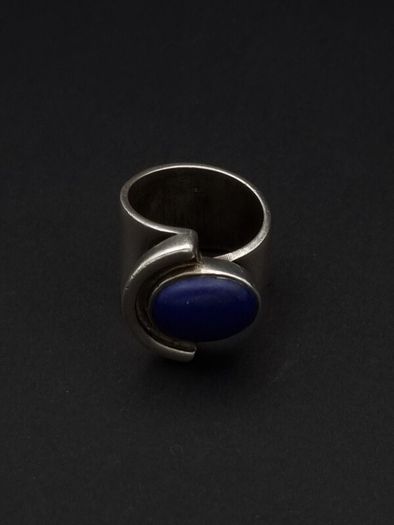 Signed Chunky Sterling Silver Lapis Lazuli Ring