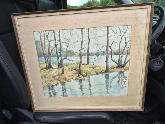 5 old antique painting 4 on canvas & 3 old copper kettles