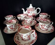 Masons Ironstone "Mandalay Red" Tea Set with Teapot