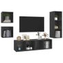 4 Piece TV Cabinet Set Grey Chipboard Image 3