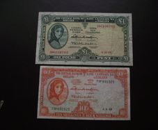 1968 Two Lady Lavery Notes: 10 Shillings & One Pound