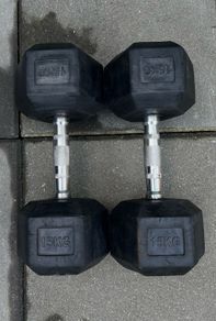 2x15kg rubber dumbbells