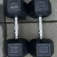 2x15kg rubber dumbbells