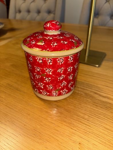 Nicholas Mosse Red Lawn Lidded Sugar Bowl