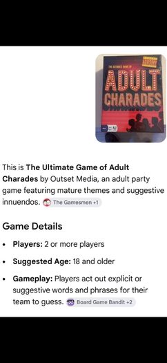 Adult Charades Game Brand New